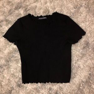 BRANDY MELVILLE BLACK RIBBED CROP TOP